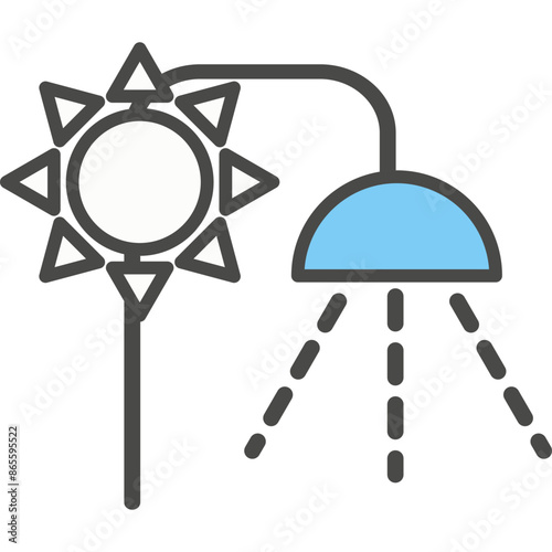 Outdoor shower in camp vector icon