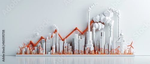 Modern 3D Graph Showing Rise of CO2 Emissions in Last Century | Clean and Professional Data Visualization Concept