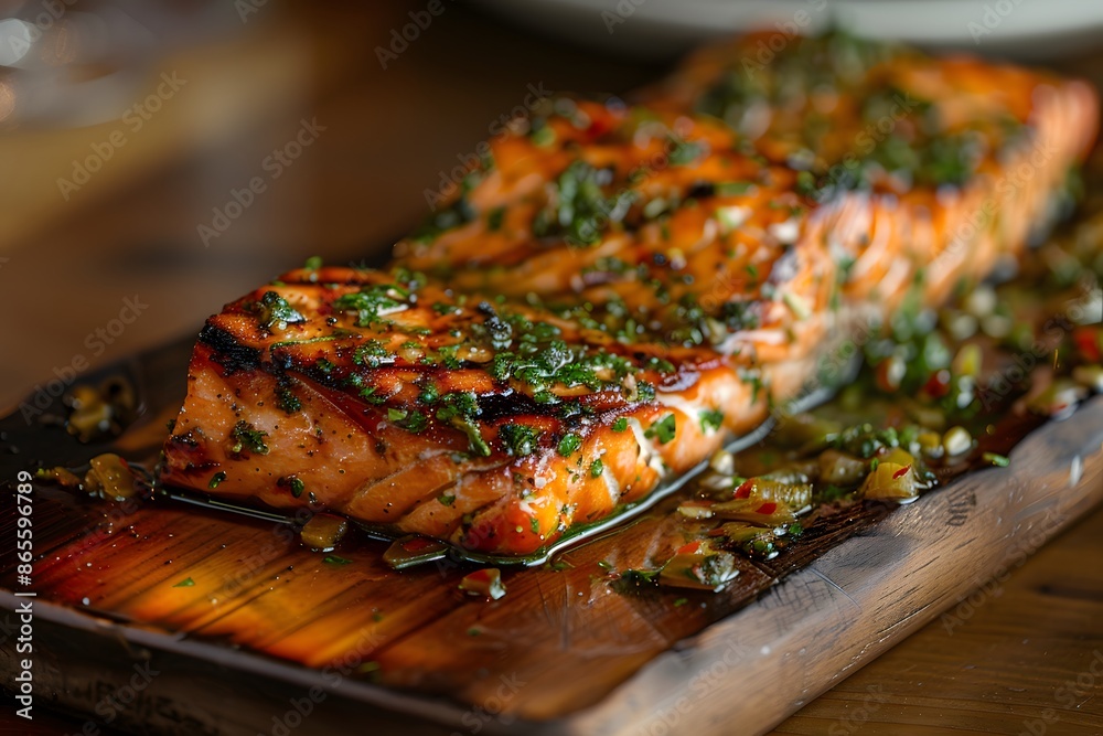 Grilled Salmon with Herb and Garlic Marinade Grilled Salmon with Herb and Garlic Marinade