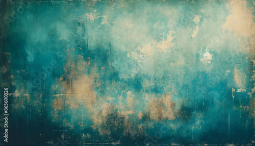 Aged Textured Teal and Blue Wall with Vintage Appearance