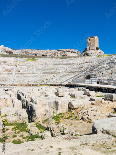 Greek amphitheater Syracuse in Sicily photo