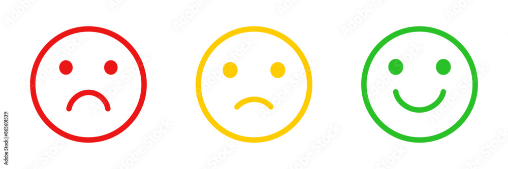 Rating emoji icon set. Face smile icon positive, negative neutral opinion vector signs symbol. Set of feedback rating emoji good, average, excellent vector illustration. Rating emoji icon set. Face smile icon positive, negative neutral opinion vector signs symbol. Set of feedback rating emoji good, average, excellent vector illustration.