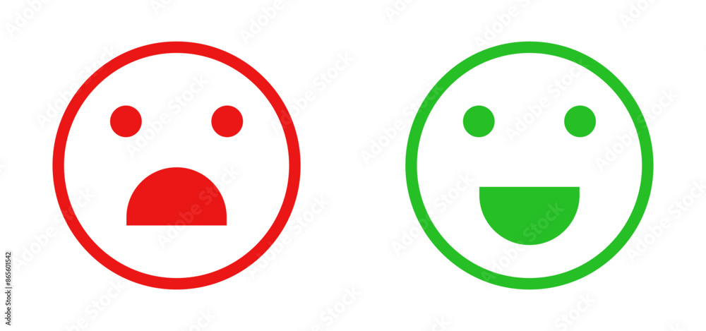 Feedback rating emoji icon. Happy and sad emoji vector icon. Face smile ...