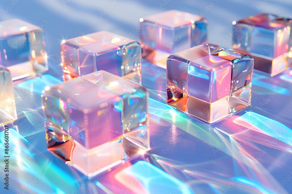 Prismatic Glass Cubes Reflecting Colorful Light Prismatic Glass Cubes Reflecting Colorful Light