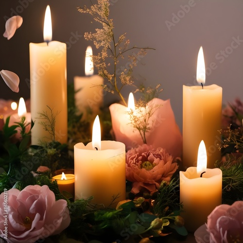 Candle light set Generative AIbeautiful last beautiful spring wallpaper professional photography Generative AI
