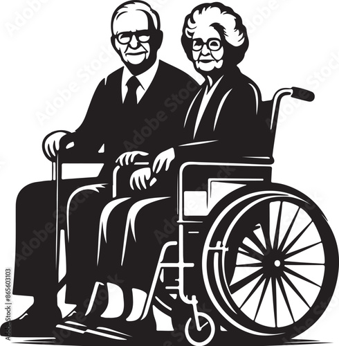 Grandparent silhouette vector