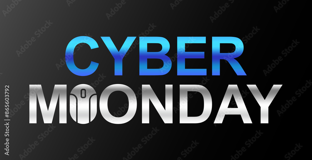 Fototapeta premium Cyber Monday banner in cyberpunk style with glitch effect. Cyber Monday text with glitches and distortion for advertising. Design for advertising banner, promo, web, etc.
