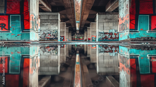 Urban bridge reflections