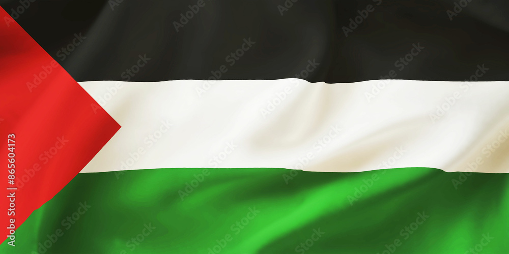 Fototapeta premium Palestine waving flag background.3D illustration of Palestinian flag