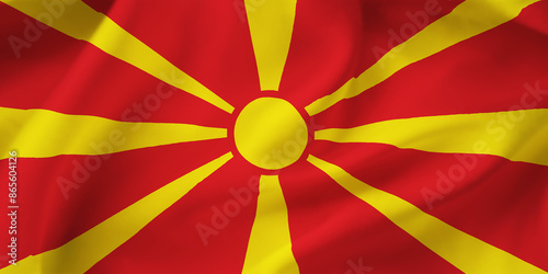Fotografie North Macedonia waving flag background