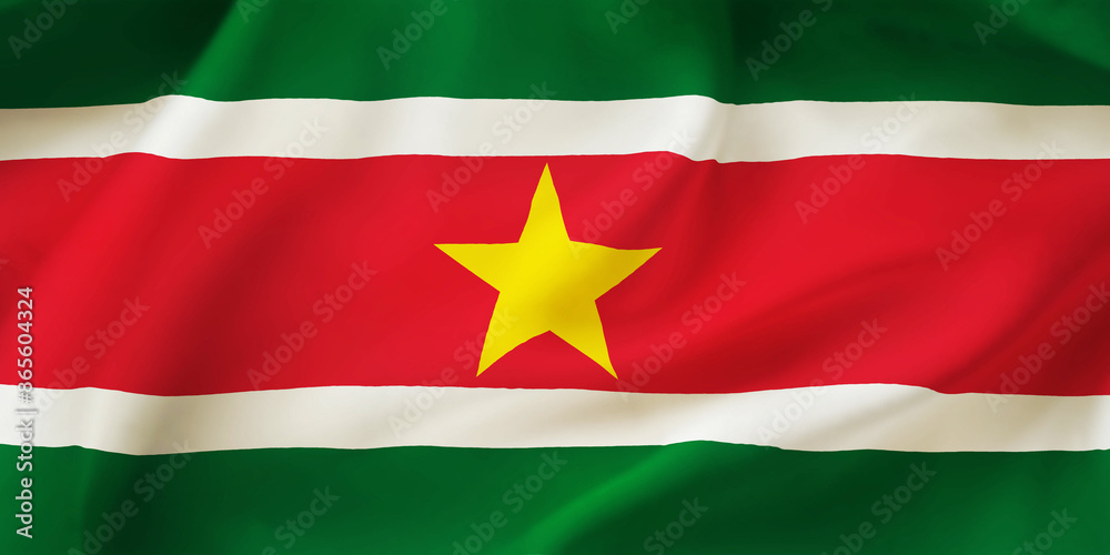Suriname waving flag background.3D illustration of Suriname flag Suriname waving flag background.3D illustration of Suriname flag
