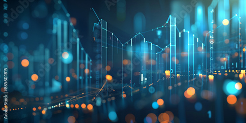 Digital background featuring financial graphs and charts, with a glowing blue light effect.