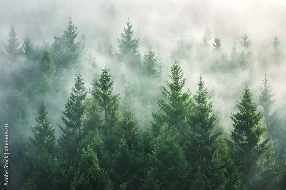 Misty Pine Forest in the Early Morning Light Misty Pine Forest in the Early Morning Light