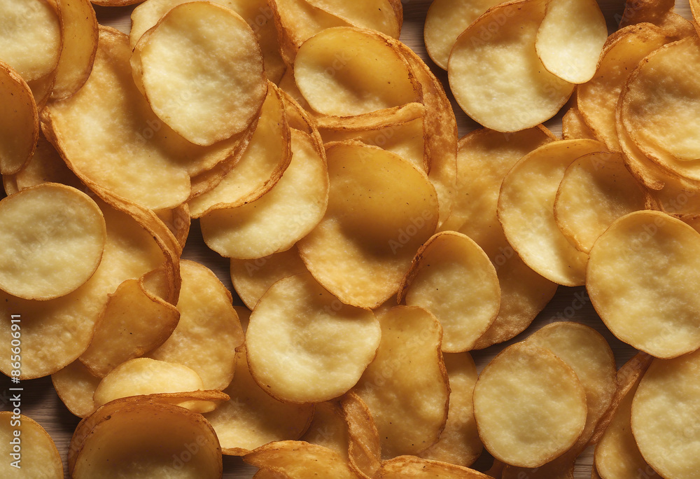 Crispy fresh potato chips snacks background Top view flat lay Banner Crispy fresh potato chips snacks background Top view flat lay Banner