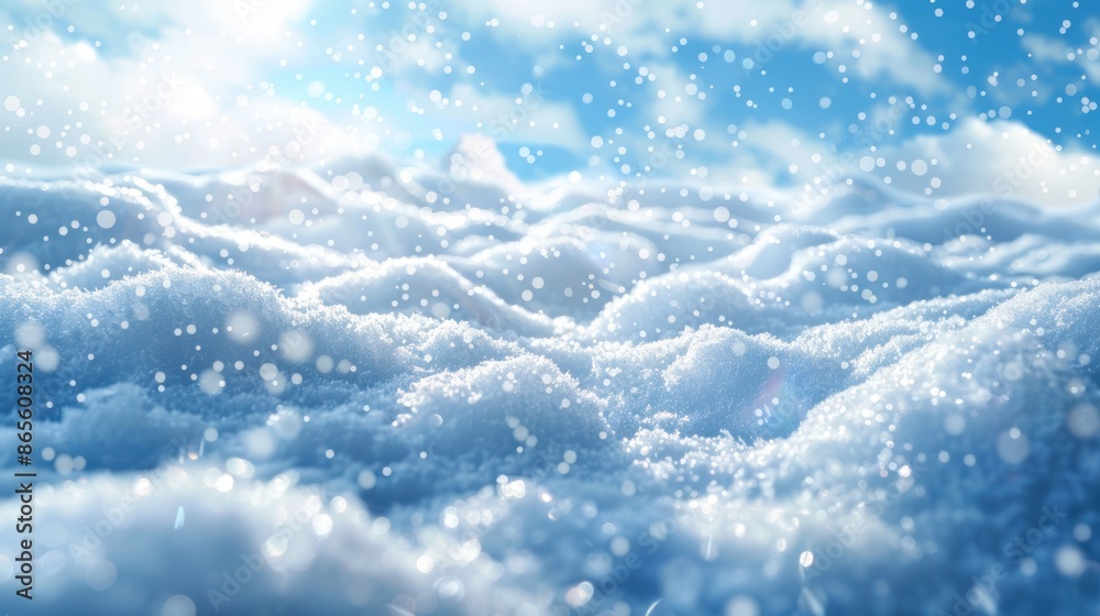 Snowy Winter Landscape with Sun Glare Snowy Winter Landscape with Sun Glare
