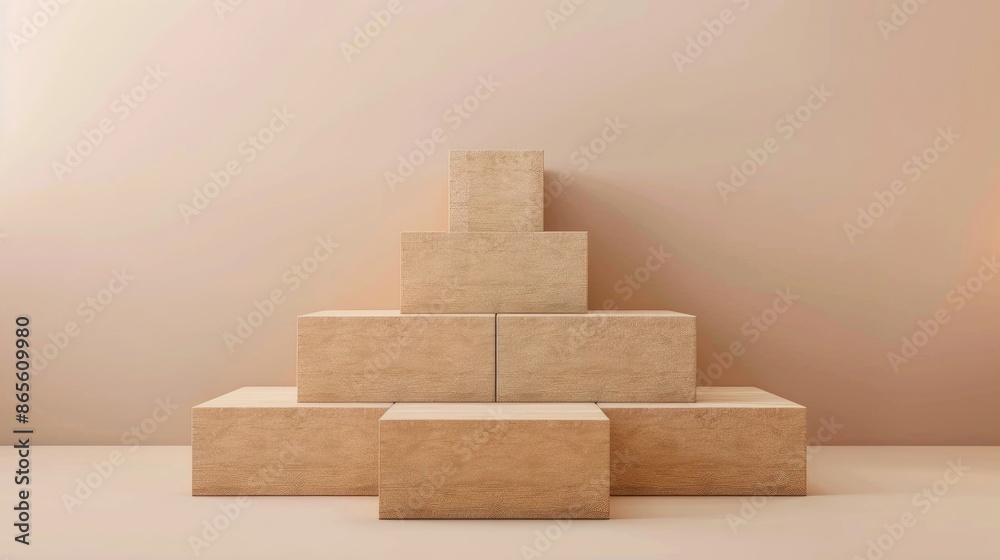 Wooden blocks display steps with empty area Wooden blocks display steps with empty area