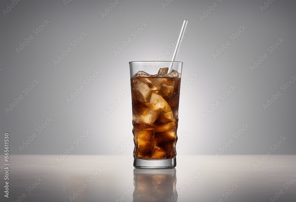 Glass of cuba libre or long islan iced tea isolated on transparent background Glass of cuba libre or long islan iced tea isolated on transparent background