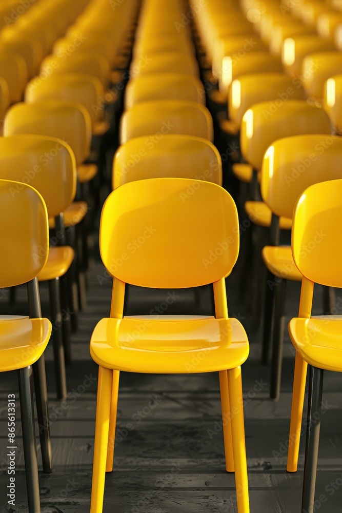 Fototapeta premium Yellow chair standing out from the crowd