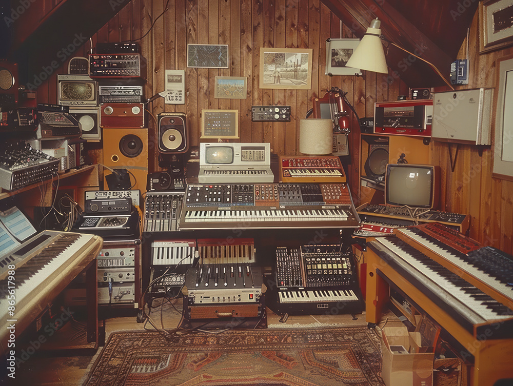 A music studio destroyed with rut. Generative AI A music studio destroyed with rut. Generative AI