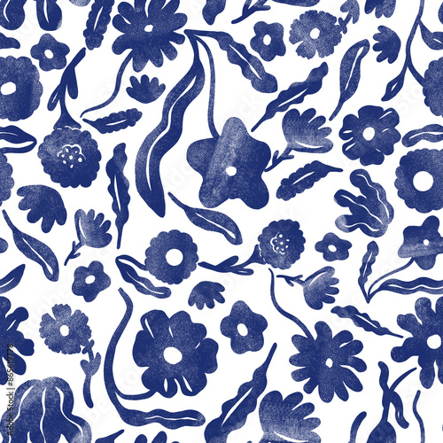 Floral groove seamless pattern PNG