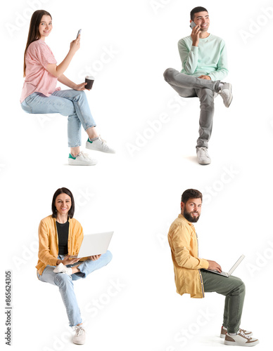 Group of sitting young peop...