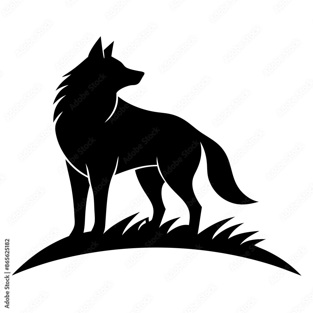 wolf on hill silhouette on white background wolf on hill silhouette on white background