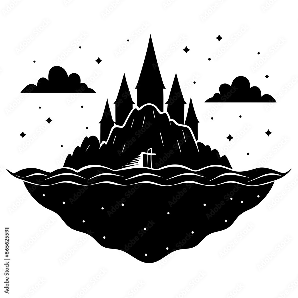 an island vector silhouette