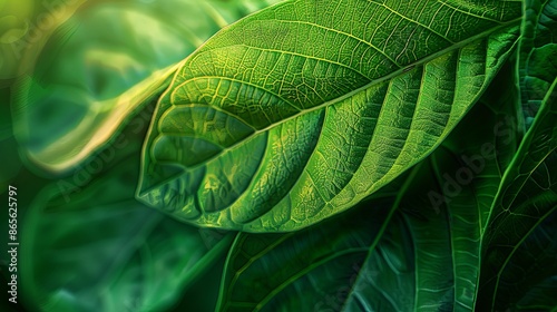 Green tropical plant close-up. 