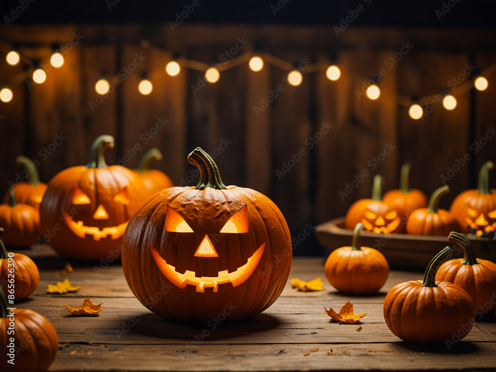 Fototapeta premium halloween pumpkin on a black background