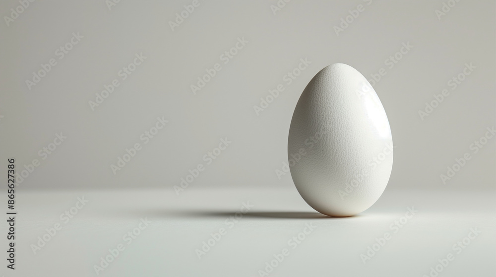 A single egg symbolizing the beginning of a new idea or project, against a light grey background, positioned on the right side with the left side empty.