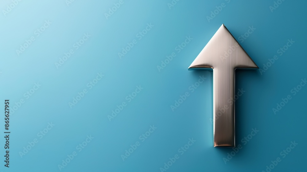 Metallic arrow pointing upwards on a blue background, symbolizing growth, progress, and direction in business or personal development. Metallic arrow pointing upwards on a blue background, symbolizing growth, progress, and direction in business or personal development.