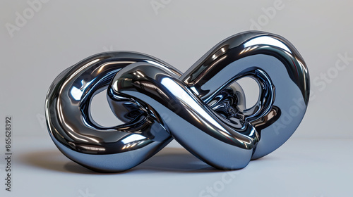 Twisted 3d chrome neon fluid liquid metallic shape