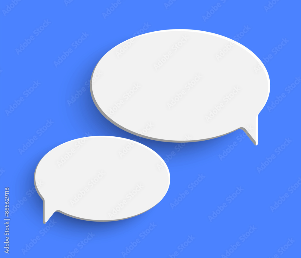 White empty speech bubble on blue background White empty speech bubble on blue background