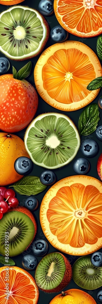 Vibrant Fruit Background With Kiwi And Oranges Vibrant Fruit Background With Kiwi And Oranges