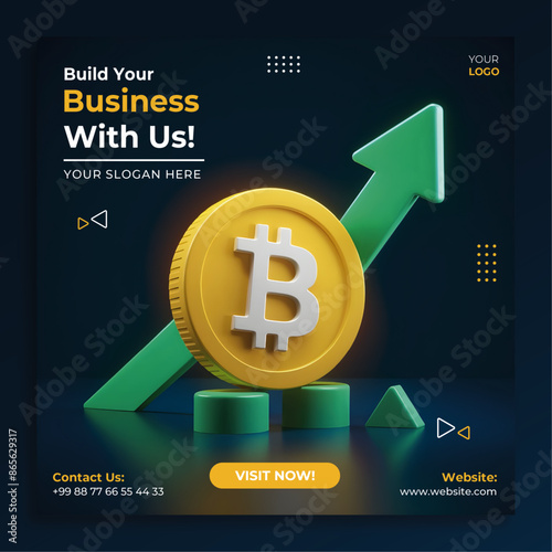 Cryptocurrency Banner. Poster. Post. Ads For Social Media
