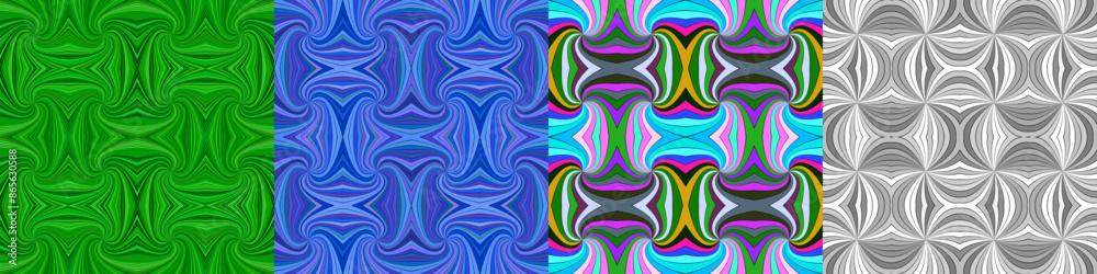 Obraz premium Abstract seamless curved stripe pattern set