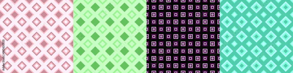 Seamless geometric threetone pattern set