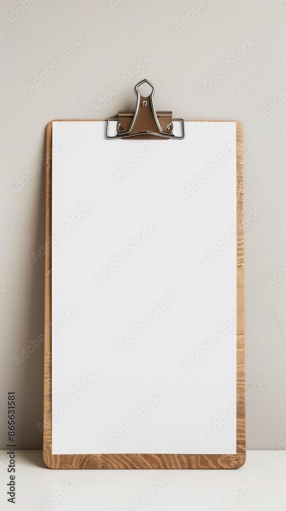 Clipboard with blank paper on a light background Clipboard with blank paper on a light background
