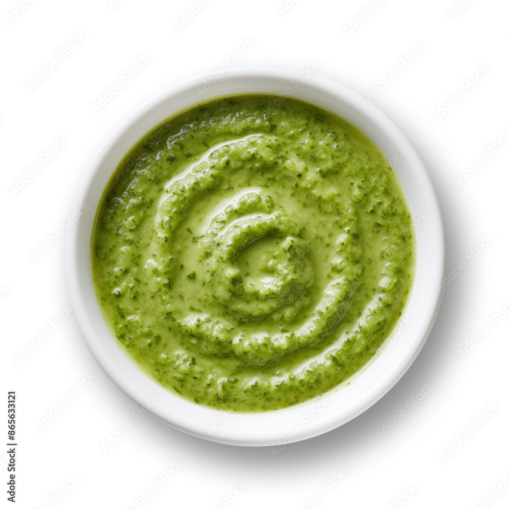 Obraz premium Fresh homemade pesto sauce isolated on transparent or white background, png