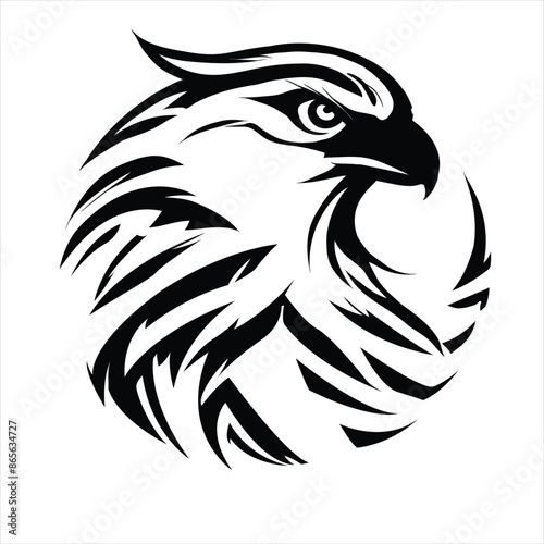 a black and white drawing of an eagle with a black and white background photo