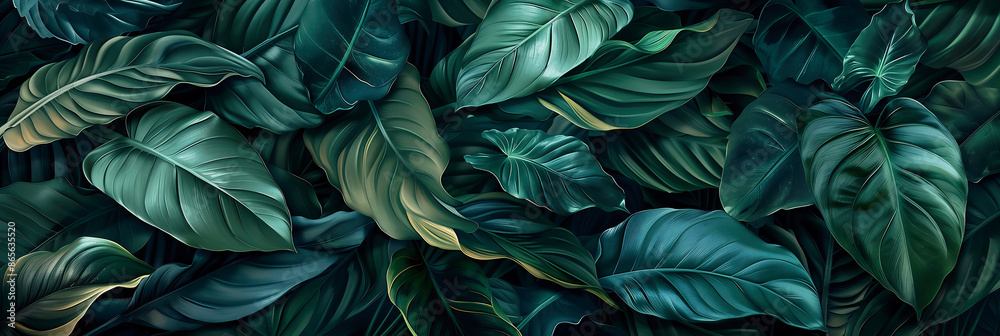 Lush Green Foliage with Tropical Leaves Lush Green Foliage with Tropical Leaves