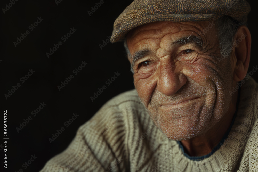 Close-up portrait of a senior man of Middle Eastern descent, studio photo, against a sleek gray studio backdrop Close-up portrait of a senior man of Middle Eastern descent, studio photo, against a sleek gray studio backdrop