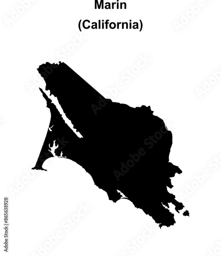 Marin County (California) blank outline map