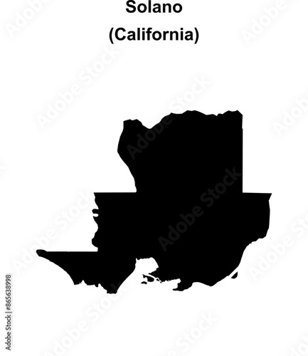 Solano County (California) blank outline map photo