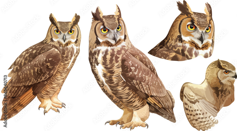 Fototapeta premium owl watercolor clipart