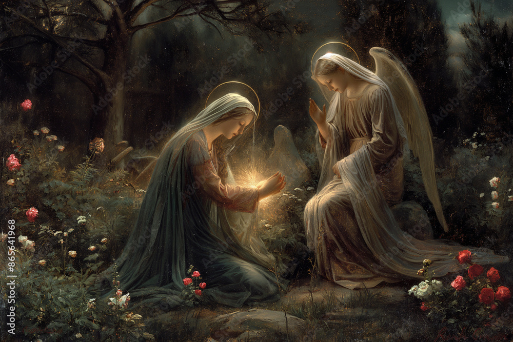 Archangel Gabriel comes to Mary for Annunciation, Mary and Gabriel Archangel Gabriel comes to Mary for Annunciation, Mary and Gabriel