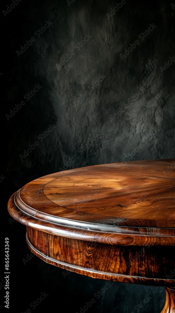 Elegant wooden table with dark textured background Elegant wooden table with dark textured background