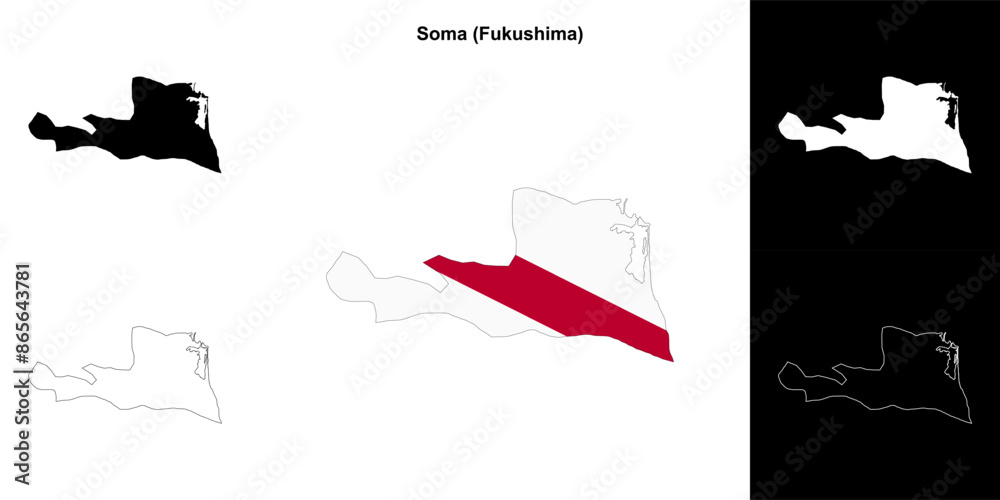 Soma (Fukushima) outline map set Soma (Fukushima) outline map set