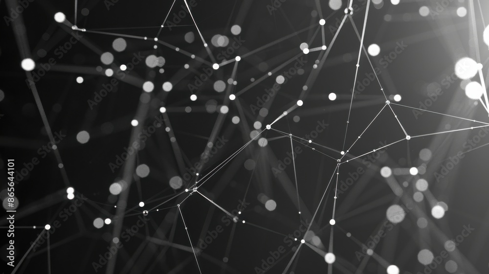 custom made wallpaper toronto digitalModern Black and White Network Connections with Geometric Patterns and Futuristic Design

