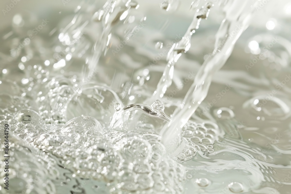 Close Up of Water Droplets Splashing and Creating Bubbles